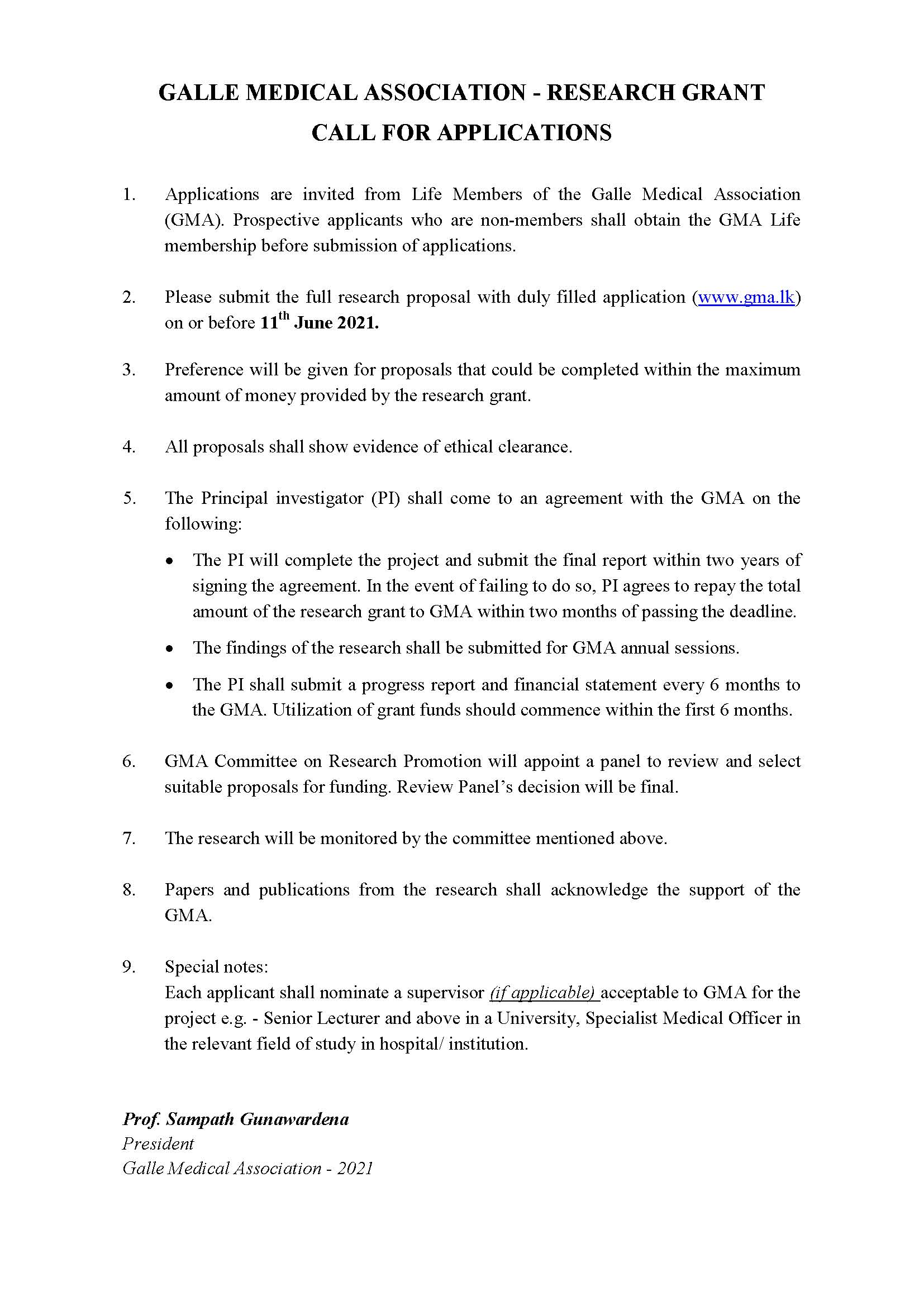 GMA Research Grant Guidelines 2021